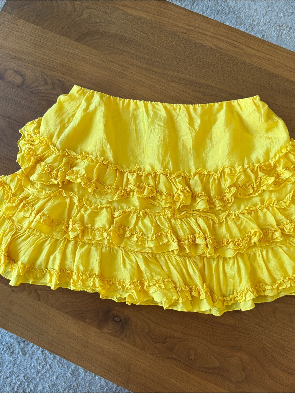Yellow Ruffled Tiered Mini Skirt
